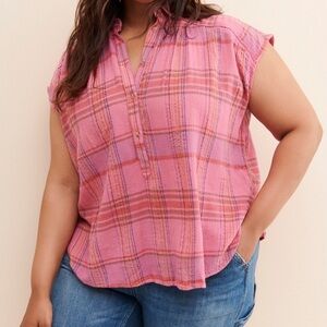 Anthropologie Pilcro Serena Surf Henley Blouse